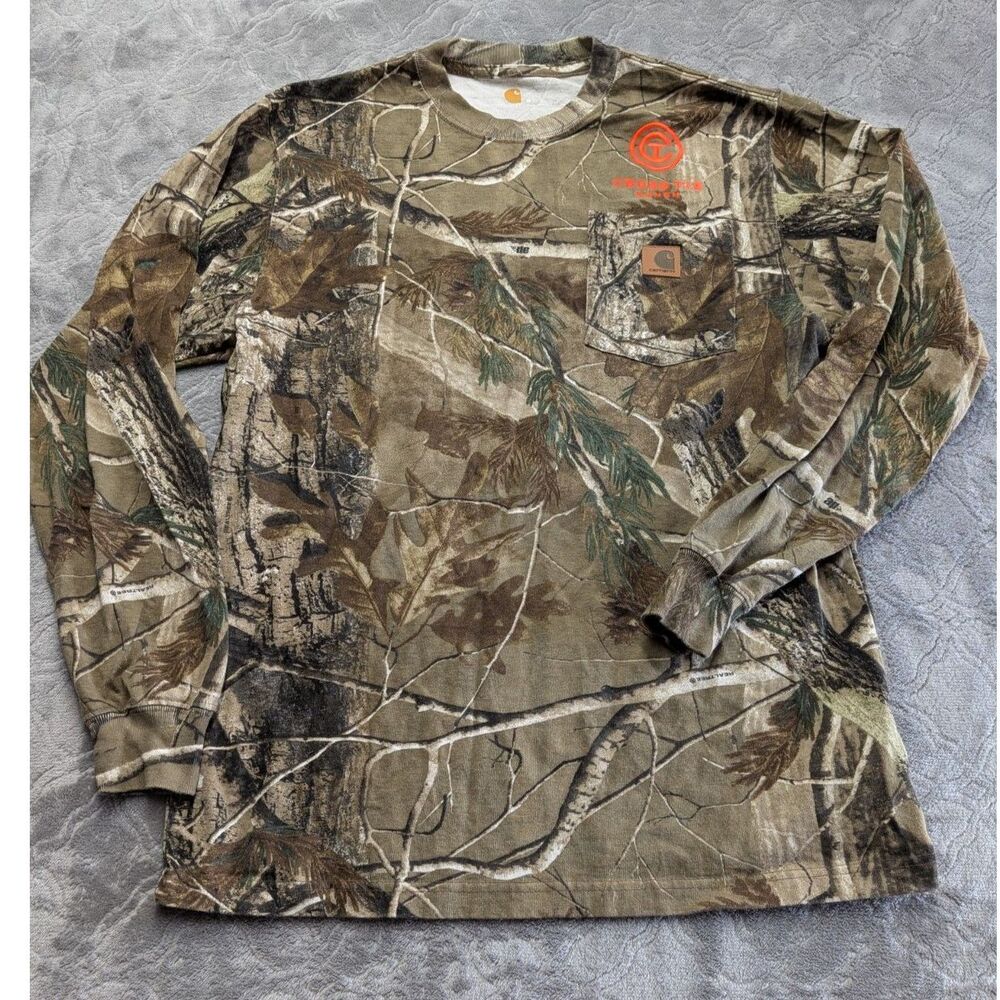 Carhartt Shirt Mens Small Realtree Camo Cross Tie Ranch Pocket Long Sleeve